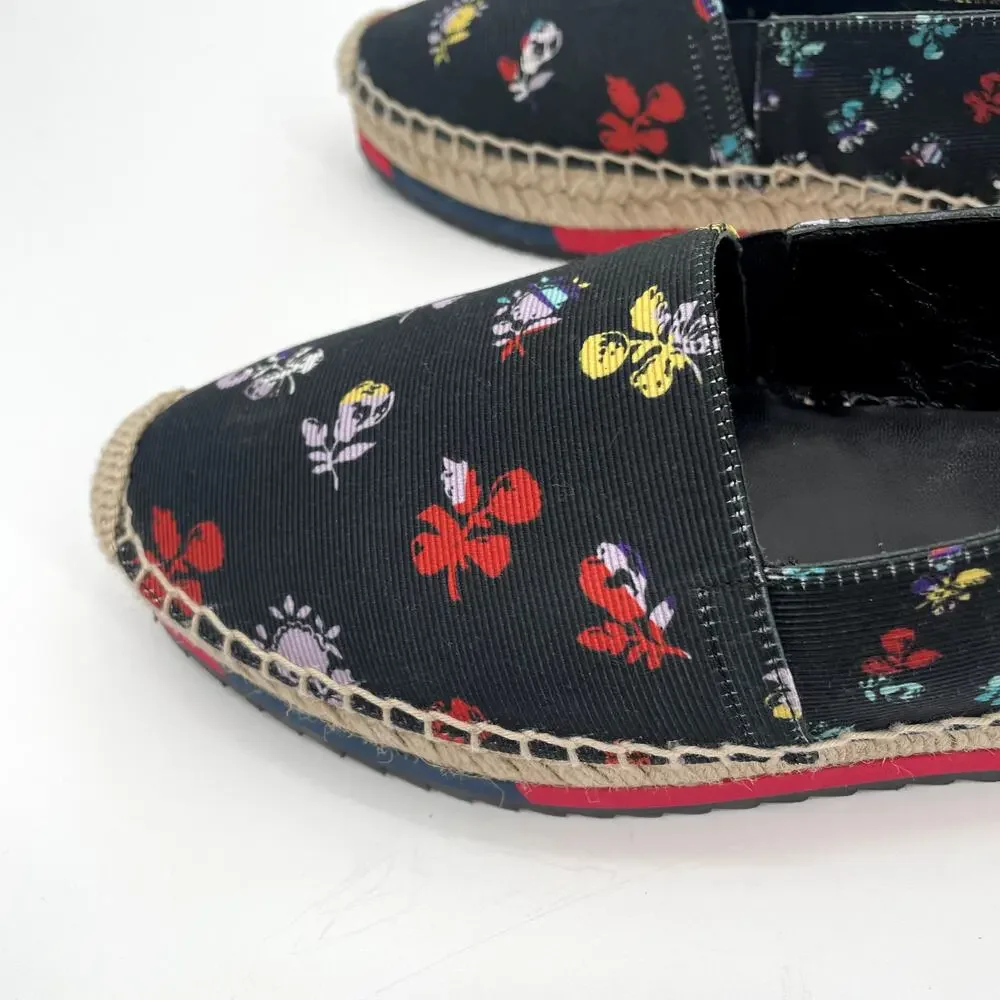 Diane Von Furstenberg Navy Floral Tulum Espadrille Flats // 7